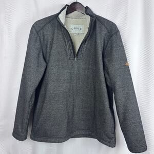 ORVIS‎ Pullover Sweater Men's L Gray Quarter Zip Heavyweight Sherpa (M509)